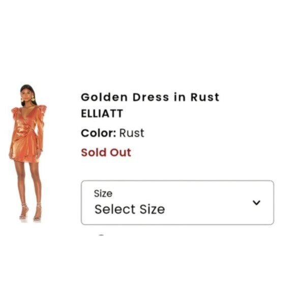 Elliatt Metallic Copper Gold Puff Shoulder Long Sleeve Wrap Mini Dress - Picture 12 of 13